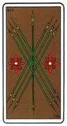 Seven of Wands Tarot card in Oswald Wirth Tarot deck