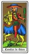 Cavalier of Wands Tarot card in Oswald Wirth deck