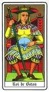 Roi of Wands Tarot card in Oswald Wirth deck