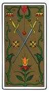 Two of Swords Tarot card in Oswald Wirth Tarot deck