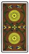 Two of Coins Tarot card in Oswald Wirth Tarot deck