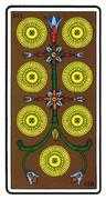 Seven of Coins Tarot card in Oswald Wirth Tarot deck