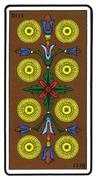 Eight of Coins Tarot card in Oswald Wirth Tarot deck