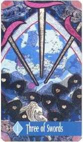 Three of Swords Tarot card in Zerner Farber Tarot Tarot deck